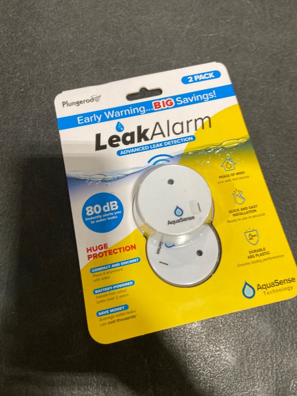 Photo 1 of Leak Alarm Advanced Leak Detection | Wireless Real-Time Water Leak Sensor with Instant Alerts | Battery Powered | Compact Protection Against Water Damage for Home & Basement | White