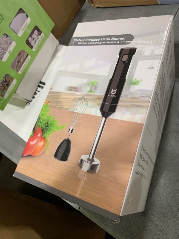Photo 1 of NON FUNCTIONAL-- PARTS ONLY ---------------------------Cordless Hand Blender, UTALENT Variable Speed Immersion Blender handheld Rechargeable, with USB-C Charging Cable, Egg Whisk, for Smoothies, Milkshakes, Hummus and Soups – White