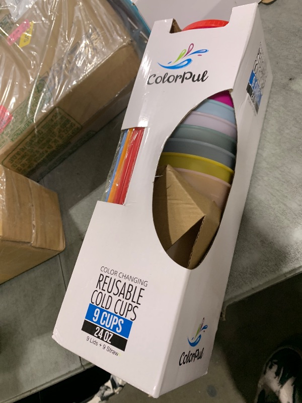 Photo 1 of COLORPUL Plastic Tumblers with Lids and Straws - 9 Packs 24oz Color Changing Cups Thick Plastic Cups With Lids And Straws-Reusable Cup With Lids And Straws-Kids Cup With Straws And Lids-SmoothieCup