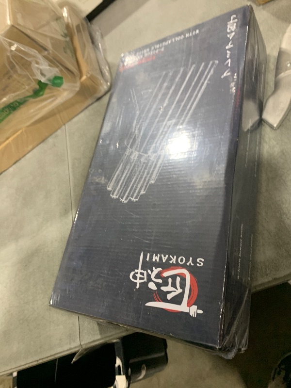 Photo 1 of SYOKAMI Knife Set 7 Piece Japanese Style Kitchen Knife Set With Foldable Magnetic Acacia Wood Block Sharp High Carbon Stainless Steel Knives Set for Kitchen with Anti-slip Handle, Valentine’s Gift