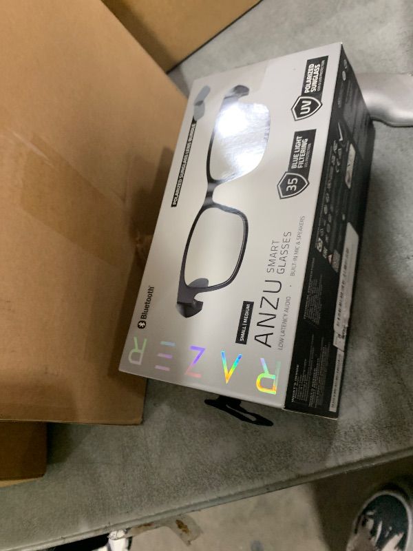 Photo 1 of Razer Anzu Smart Glasses: Blue Light Filtering & Polarized Sunglass Lenses - Low Latency Audio - Built-in Mic & Speakers - Touch & Voice Assistant Compatible - 5hrs Battery - Rectangle/Small