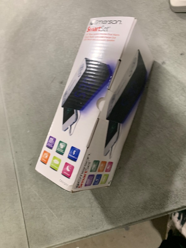 Photo 1 of Emerson CKS1507 Smartset Radio Alarm Clock, 1.4" Blue LED Digital Display, USB Charging Port, Brightness Dimmer Controls, Bluetooth Connectivity, Set Alarm to Radio, Music, or Buzzer, Black