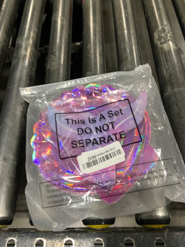 Photo 1 of Qeeenar 100 Pcs Mermaid Party Supplies Iridescent Pink Mermaid Plates and Napkins Paper Seashell Plates Tail Napkins Party Decorations for Birthday Baby Shower