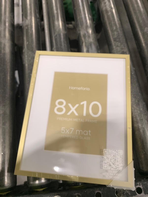 Photo 1 of  Homeforia 8x10 Picture Frame Gold, High End Metal 8 x 10 Photo Frames with Mat 5 by 7 Art, 10x8 Poster Frame Matted to 5x7 inch Print, 8by10 Wall or Tabletop Frames, Tempered Glass, Wall Kit, Set of 1 