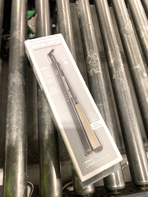 Photo 1 of INFINITIPRO BY CONAIR Tourmaline Ceramic 1-Inch Flat Iron Hair Straightener, 1-Inch Flat Iron to Straighten or Curl, 5 Heat Settings, for All Hair Types and Textures, Metallic Gray