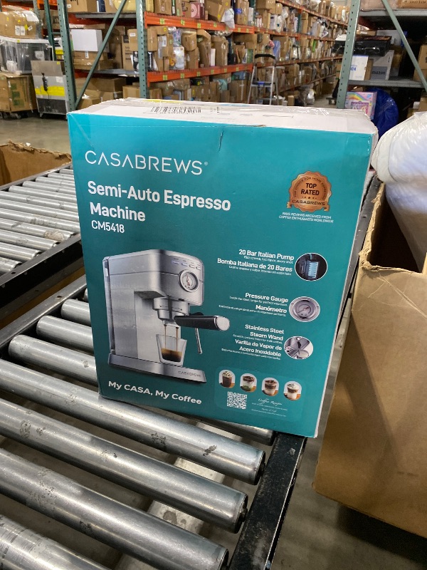Photo 1 of CASABREWS CM5418 Espresso Machine 20 Bar, Compact Espresso Maker with Steam Milk Frother, Stainless Steel Coffee Machine with 34oz Removable Water Tank for Cappuccino, Gift for Women or Men, Silver