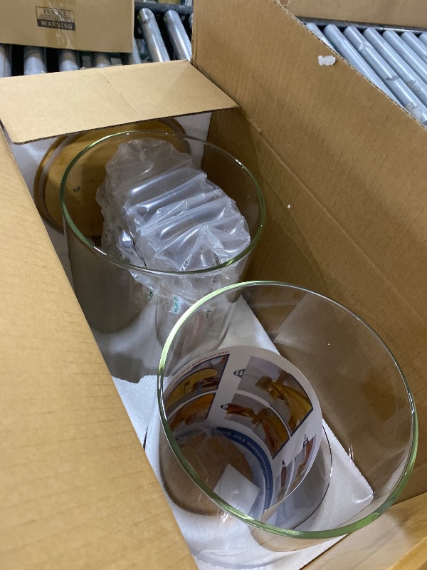 Photo 1 of 1.5 Gallon 2 PACK Glass Drink dispenser, Beverage Dispenser With Wood Stand, Lemonade Dispenser with Airtight Valve and Stainless Steel Spigot,Drink Dispenser for Parties