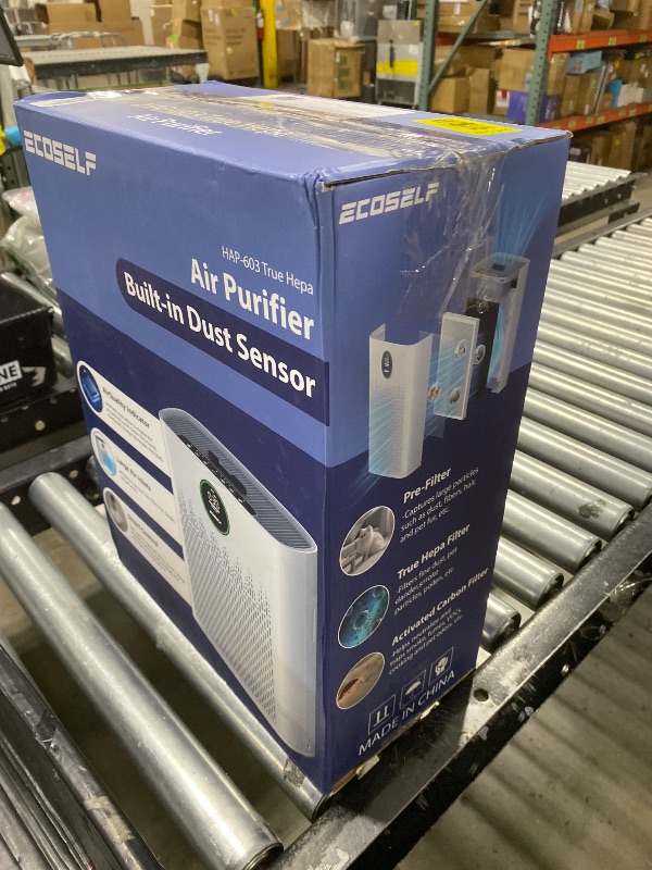 Photo 1 of ECOSELF Smart Air Purifier for Home Large Rooms, with WiFi Control, Covers Up to 2400 Ft², Smart Mode, AQI Display, 22dB Sleep Mode & Aromatherapy with 2X-Power Filtration, HAP603WF, Bright White