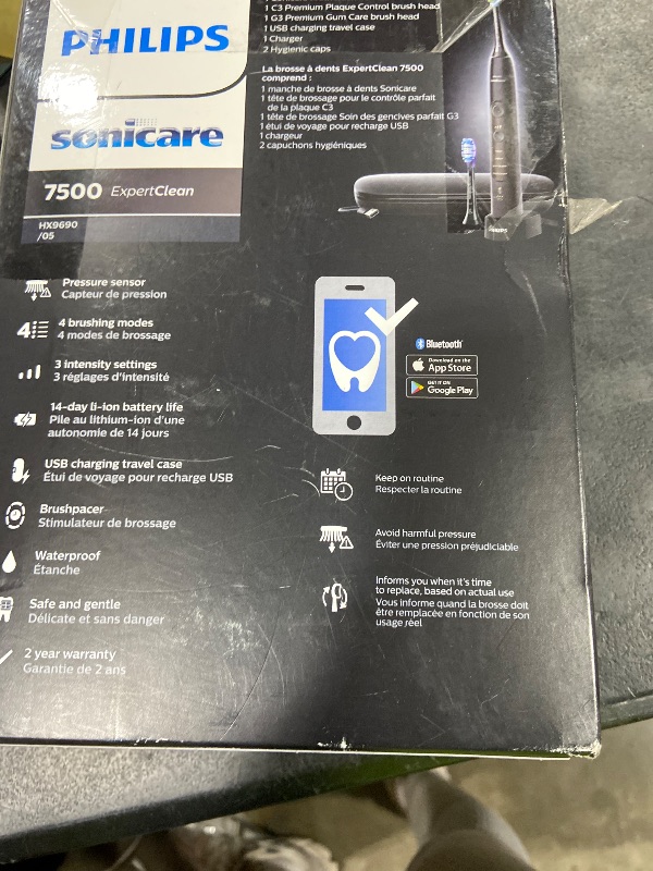 Photo 1 of Philips Sonicare ExpertClean 7500 Black, Rechargeable Electric Power Toothbrush, HX9690/05