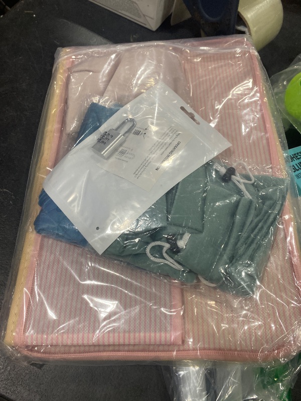 Photo 1 of 1 PC Discreet Lockable Adult Toy Bag Storage Organizer with 9 Pcs Toy Storage Drawstring Bags Organizer for Women and Men 3 Sizes, 15 x 10 x 6.3 Inches Lockable Box Travel Container(Pink White)