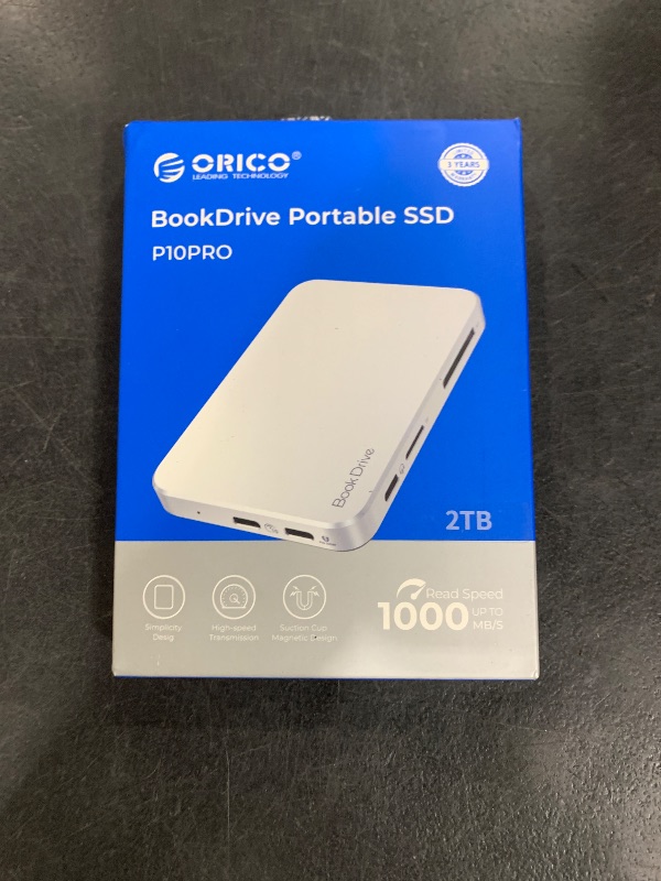 Photo 1 of ORICO BookDrive 2TB Magnetic External SSD with SD/TF Card Reader, PD 100W Charging, Type-C Audio Interface for Laptop & USB-C Smartphone - Magsafe Portable SSD, 1000MB/s for USB 3.2 Gen2 -P10PRO