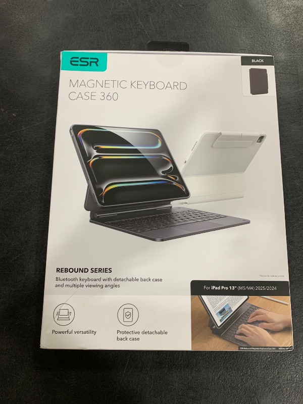 Photo 1 of ESR iPad Pro 13 Inch Case with Keyboard (M5/M4, 2025/2024), iPad Pro 13 Keyboard Case with Easy-Set Magnetic Stand, Portrait/Raised Modes for iPad Pro 13, Removable, Rebound 360 Series, Black