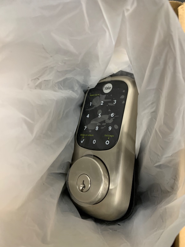 Photo 1 of Yale Assure Lock Deadbolt, Satin Nickel Digital Touchscreen Keypad with Z-Wave and Backup Key for Front or Back Entry Door, YRD226-ZW2-619