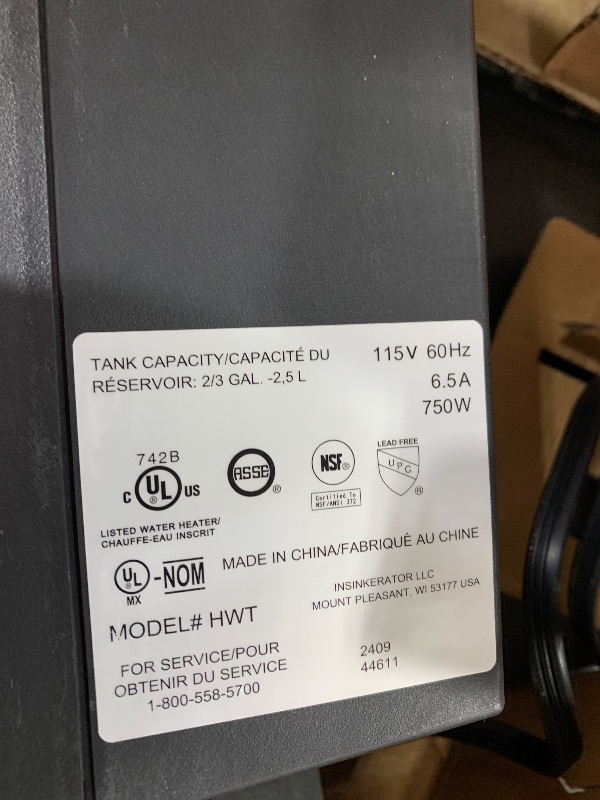 Photo 1 of InSinkErator Instant Hot Water Tank, 2/3 Gallon Stainless Steel Tank, HWT-00