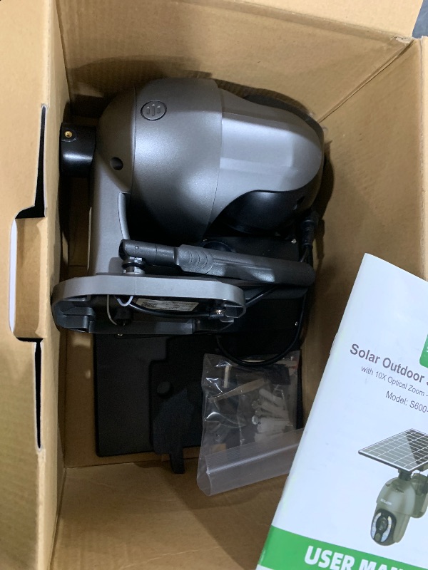 Photo 1 of **USED, INCOMPLETE** SOLIOM 5MP Security Camera Outdoor with 10X Optical Zoom, 4G LTE Cellular Security Cameras for Home Security with Battery & Solar Powered, Human Detection, Spotlight Color Night Vision, New S600-C10X
