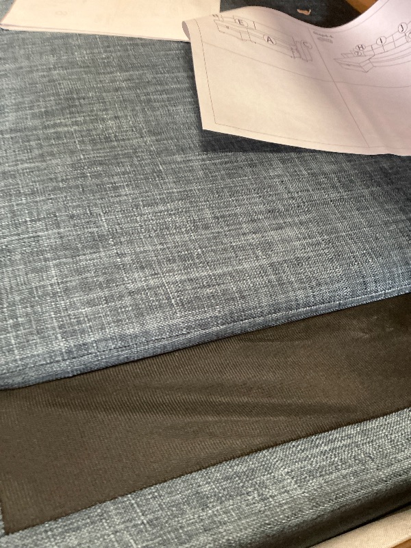 Photo 1 of ***BOX 2 OF 3***PARTIAL SET 
W Blue Faux DARK  BLUE  L Shaped Sectional Couch DARK GREY