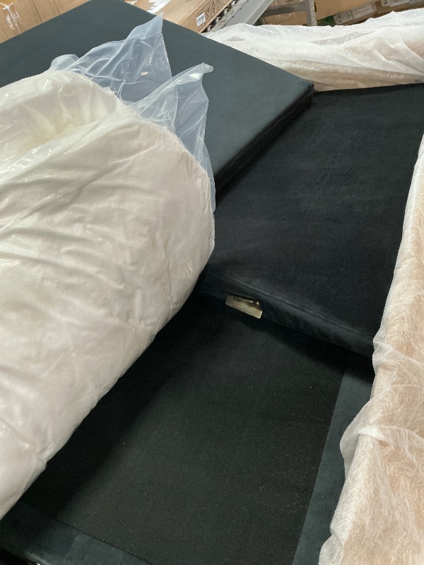 Photo 1 of **PARTICAL SET*** CARTON C****
HONBAY Sectional Sleeper Sofa with Pull Out Bed, Velvet L Shaped Couch with Storage Seat, Modular Sectional Couches for Living Room, Black