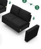 Photo 1 of **PARTICAL SET*** CARTON C****
HONBAY Sectional Sleeper Sofa with Pull Out Bed, Velvet L Shaped Couch with Storage Seat, Modular Sectional Couches for Living Room, Black