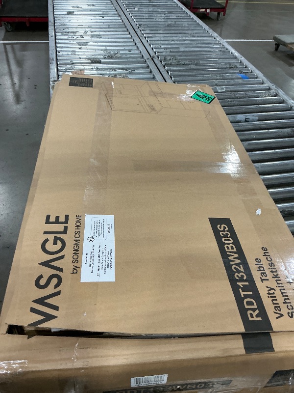 Photo 1 of ****MIRROR HAS A SMALL CRACK****SHOWN IN PIC ***VASAGLE Kailyn Collection - 35.4-Inch Wide Vanity Desk with Mirror and Lights, Power Outlets, Vanity Table with Jewelry Storage, Adjustable Shelves, for Bedroom, Cloud White URDT132WB03S