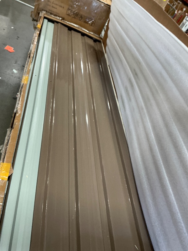 Photo 1 of **IN COMPLETE** SCRATCHES ON BRACKETS SHOWN IN PIC**
DWVO 8x6FT Outdoor Storage Shelter, Roomy Steel Tool Shed with Secure Entrances & Air Circulation for Patio, Lawn, and Backyard, Ideal for Storing Garden Gear, Lawn Tools, and Bikes, Brown