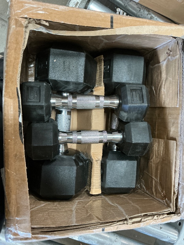 Photo 1 of ***NO RACK**4 SETS OF JAND WEIGHTS***CAP 150 LB Rubber Coated Hex Dumbbell Hand Weight Set with Vertical Storage Rack - Chrome Handle | Black Rack