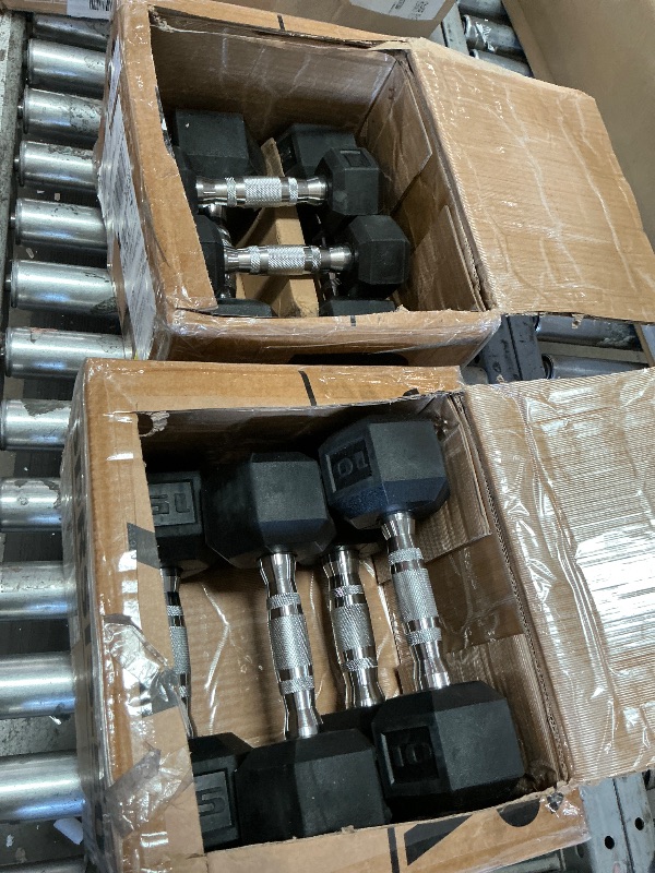 Photo 1 of ***NO RACK**4 SETS OF JAND WEIGHTS***CAP 150 LB Rubber Coated Hex Dumbbell Hand Weight Set with Vertical Storage Rack - Chrome Handle | Black Rack