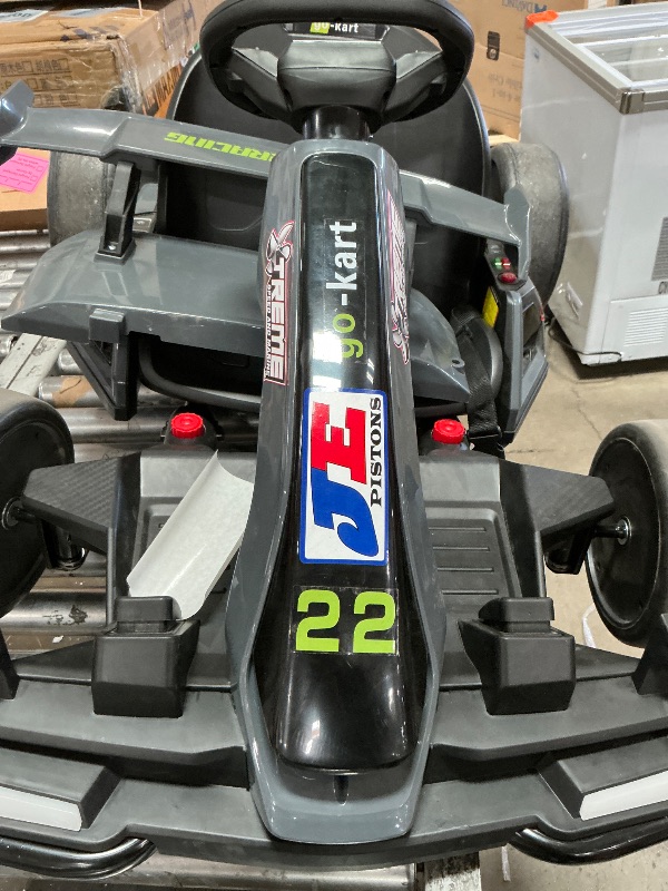 View 2 of ***ONE BATTERY ***NOT FULLY TESTED**
Blitzshark 24V Kids Go Kart 300W Drift Kart Powerful Electric Pedal Kart Outdoor Race Toy, with 2X150W Strong Motor, 7AH Big Battery, EVA Tires, Drift/Sports Mode, Brake Pedal, Length Adjustment, Gray