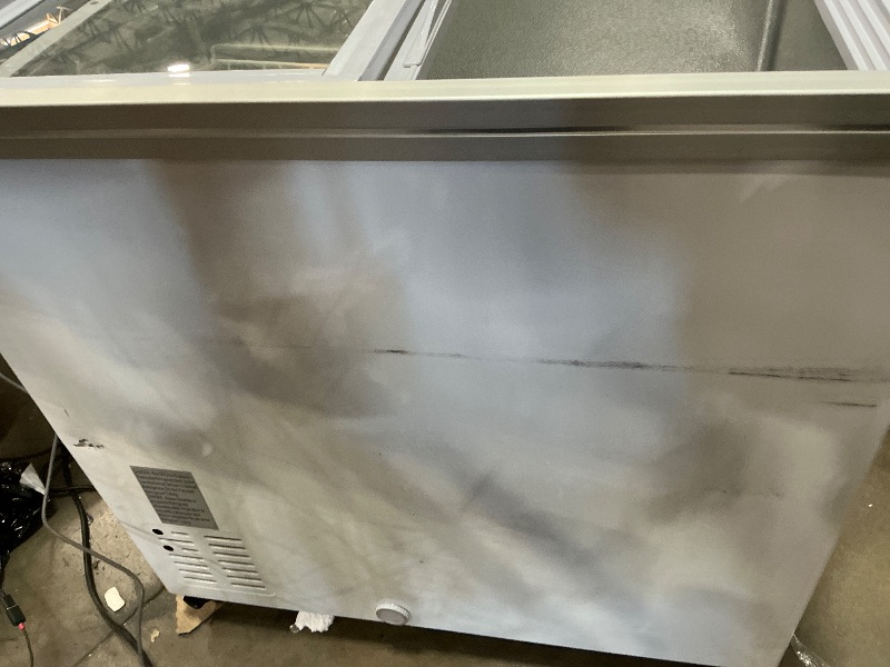 Photo 1 of  ***SOME DENTS & SCRATCHES SHOWN IN PIC**

KoolMore - MCF-12C Commercial Ice Cream Freezer Display Case, Glass Top Chest Freezer with 4 Storage