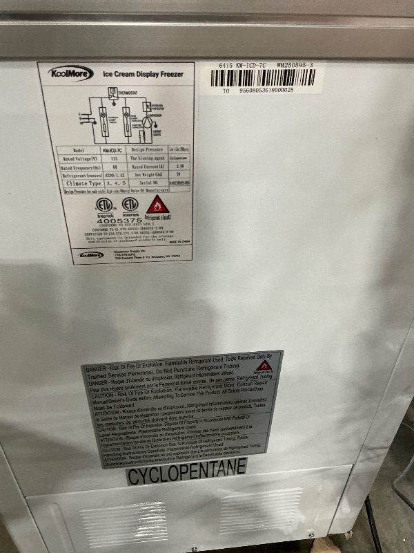 Photo 1 of  ***SOME DENTS & SCRATCHES SHOWN IN PIC**

KoolMore - MCF-12C Commercial Ice Cream Freezer Display Case, Glass Top Chest Freezer with 4 Storage