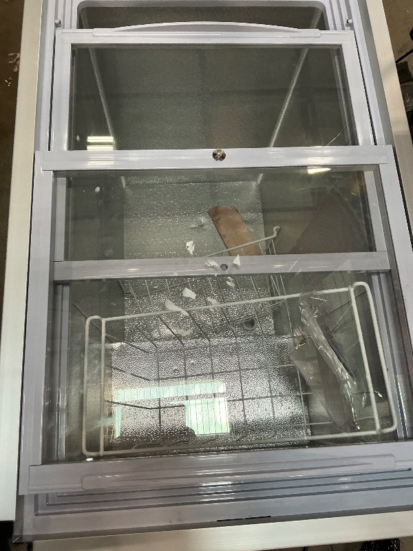 Photo 1 of  ***SOME DENTS & SCRATCHES SHOWN IN PIC**

KoolMore - MCF-12C Commercial Ice Cream Freezer Display Case, Glass Top Chest Freezer with 4 Storage