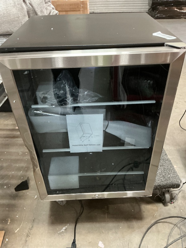 Photo 1 of ***DAMAGE ON THE DOOR & SIDE SHOWN IN PIC* NOT FULLY TESTED**
EUHOMY 24 Inch Beverage Refrigerator, 180 Can Built-in Beverage Cooler, Under Counter Beer Fridge with Glass Door for Soda, Water, Wine - For Kitchen, Bar or Office