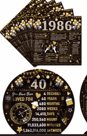 Photo 1 of (NAPKINS AND PLATES)( 40th Birthday Plates and Napkins Party Supplies 40th Birthday Decorations for Women Men 40th Anniversary Decorations Cheers to 40 Years
