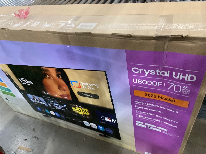 Photo 1 of ****DAMAGED SCREEN****Samsung 70-Inch Class Crystal UHD U8000F 4K Smart TV (2025 Model) Endless Free Content, Crystal Processor 4K, MetalStream Design, Knox Security, Alexa Built-in