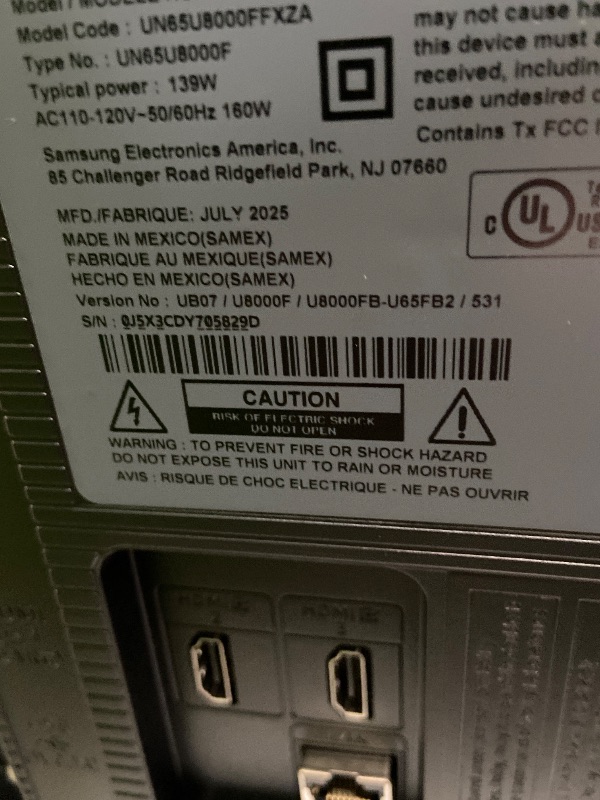 Photo 1 of ***PARTS ONLY ****Samsung 65-Inch Class Crystal UHD U8000F 4K Smart TV (2025 Model) Endless Free Content, Crystal Processor 4K, MetalStream Design, Knox Security, Alexa Built-in