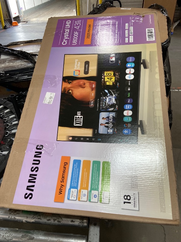 Photo 1 of ****CRACKED SCREEN DOES NOT WORK***Samsung 43-Inch Class Crystal UHD U8000F 4K Smart TV (2025 Model) Endless Free Content, Crystal Processor 4K, MetalStream Design, Knox Security, Alexa Built-in