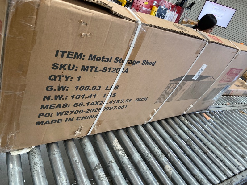 View 3 of ***INCOMPLETE SET***KEIKI 12FT x 8FT Heavy-Duty Metal Storage Shed, Outdoor Storage Shed with Window and Lockable Doors, Weatherproof Outdoor Garden Shed for Garden, Backyard, Patio, Lawn (Floor Not Included)