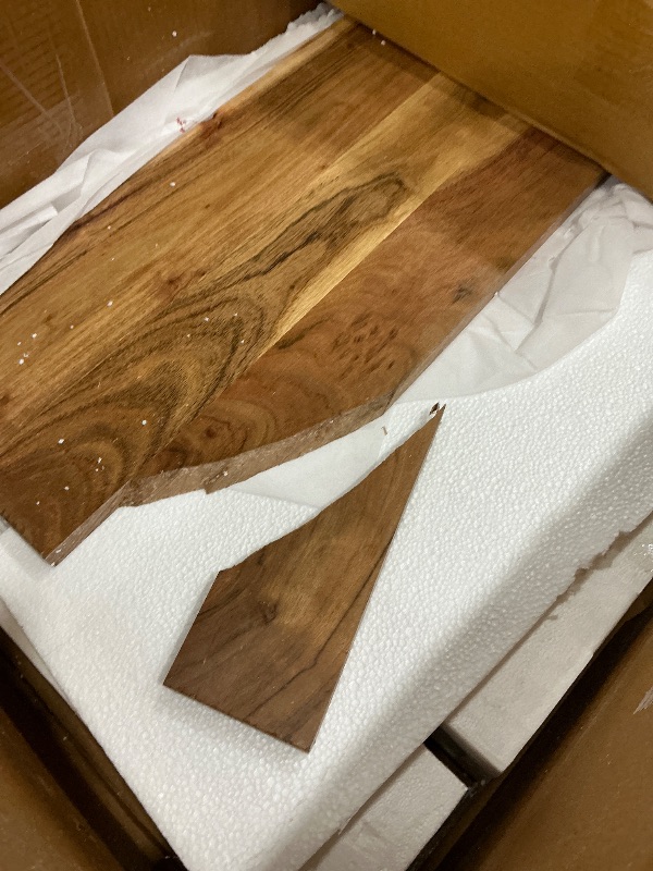 Photo 1 of **CORNER BROKEN SHOWN IN PIC **
Alpine 3-Tier Live Edge Console Table with Metal Frame – 48-Inch Solid Acacia Wood Entryway Table – Rustic Modern Industrial Sofa Table or Media Console by Alaterre Furniture (Natural Finish)