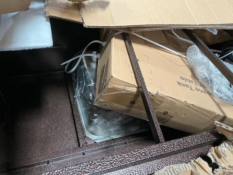 Photo 1 of ***dents missing hardware***56 in Propane Fire Pit Table with Ice Bucket?50000BTU Fire Table with 13 in Square Drink Ice Bucket Wind Guard, Fire Glass Beads & CSA Safety Certified Outdoor Firepit for Patio Garden