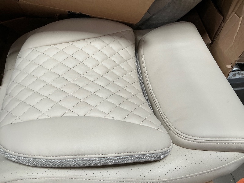 Photo 1 of **ITEM DAMAGE HAS A MINOR RIPS***Amazon Basics Ergonomic Executive Office Desk Chair with Lumbar Support, Flip-up Armrests, Adjustable Height, Cream Leather