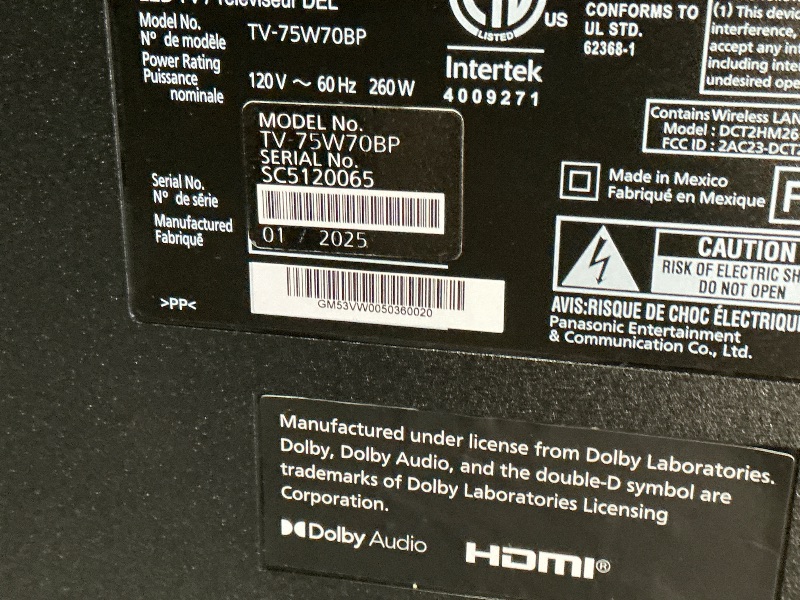 Photo 1 of **SCREEN IS HEAVILY DAMAGED**Panasonic W70 Series (2025 Model) 75" LED 4K Ultra HD Smart Fire TV, Press & Ask Alexa, Apple AirPlay, HDR10+, HDMI 2.1, and Bluetooth Support - 75W70BP