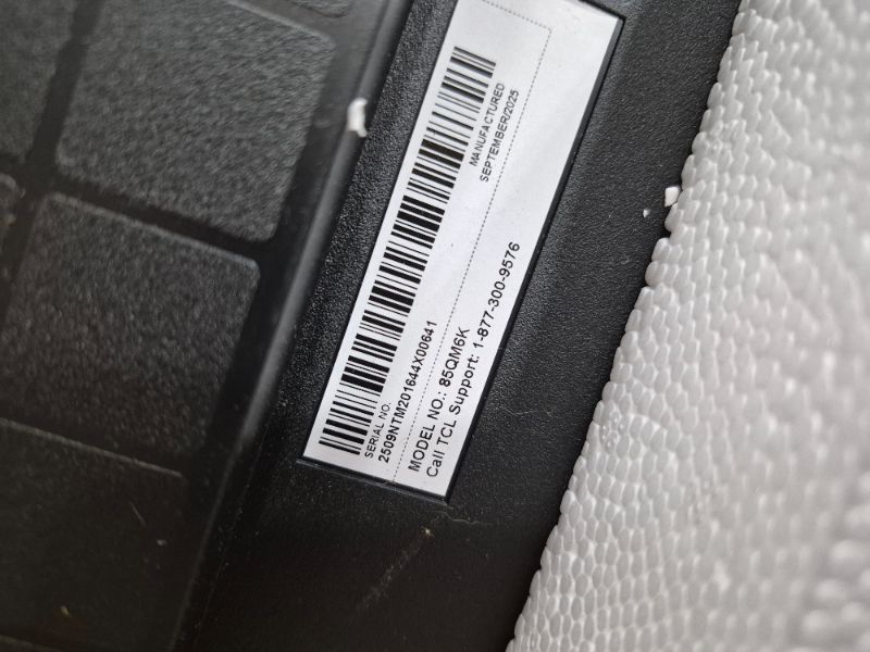 Photo 1 of ***********damaged, bent in the right upper corner to the middle*************
TCL 85 Inch Class QM6K Series | Mini LED QLED 4K HDR | 85QM6K, 2025 Model | 120HZ-144HZ High Brightness Smart Google TV Dolby Atmos Onkyo Audio | Voice Remote Alexa Gaming Strea