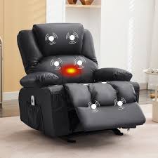View 1 of **************Missing parts*************
JONPONY Manual Recliner Chair with Heat Therapy and Massage Function, Heavy Duty Reclining Mechanism Massage Chair, Elderly Single Rocker Sofa with Cup Holders for Bedroom Home Theater,Black