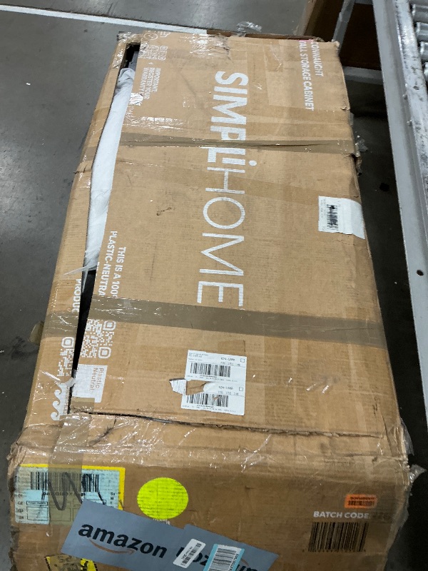 Photo 1 of **PARTS ONLY/SEE NOTES** SIMPLIHOME Connaught SOLID WOOD 46 Inch Wide Traditional Tall Storage Cabinet in Dark Chestnut Brown, For the Living Room, Entryway and Family Room