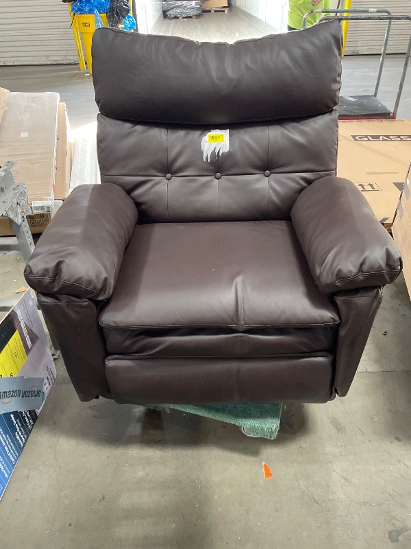 Photo 1 of (DAMGED(VIEW IMAGES)) , TAPED)GarveeHome Recliner Chair - PU Leather Manual Recliner for Adults, Lazy Chair with 1.5X Sponge Comfort Arm and Back for Living Room, Bedroom
