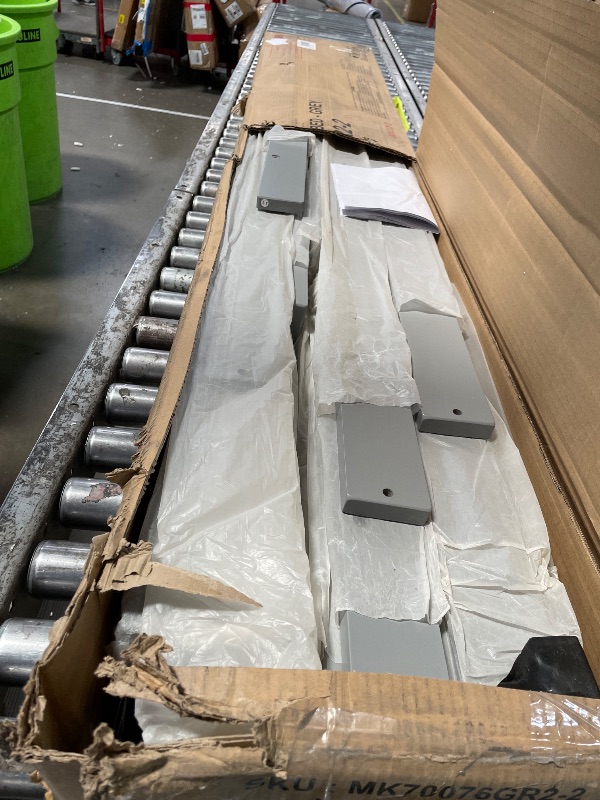 Photo 1 of (Only Box 2 of 2).......PVWIIK Triple Bunk Bed with Ladders and Guardrails for Boy,Girl Bedroom,Space Saving Bed Frame,Detachable Design,Twin Over Twin Over Twin Rubber Wood Bedstead,Grey