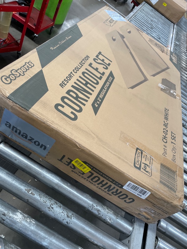 Photo 1 of (MINOR DAMAGED).......... GoSports 4 x 2 ft Resort Collection All Weather Cornhole Board Set - Regulation Size - White DIY