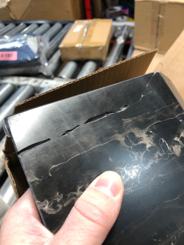 Photo 1 of ***DAMAGED - SEE NOTES/PICTURES*** WORHE Tissue Box Cover Italy Natural Marble Heavy Duty Square Facial Toilet Paper Holder for Bathroom Living Room Bedroom Dresser Kitchen Minimalistic Office Home Decor Black (WH013)