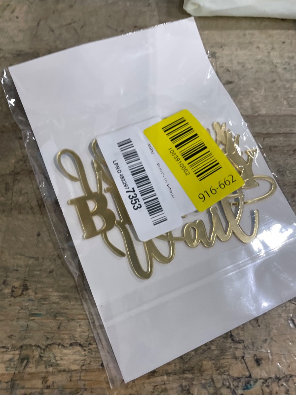 Photo 1 of "We Can Bearly Wait" Baby Shower Cake Topper, Gold Acrylic Bear Theme Party Cake Topper, Welcome Baby,Pregnancy Announcement,Baby to Be for Baby Shower Party Supplies,Gender Reveal Photo Props