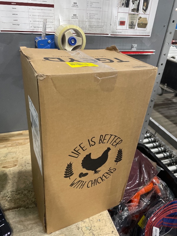 Photo 1 of ?Tgeyd Chicken Feeder and Chicken Waterer Set (3 Gallon/26 Pounds) - Hanging Automatic Chicken Feeder No Waste - Chicken Coop Accessories - Poultry Waterer