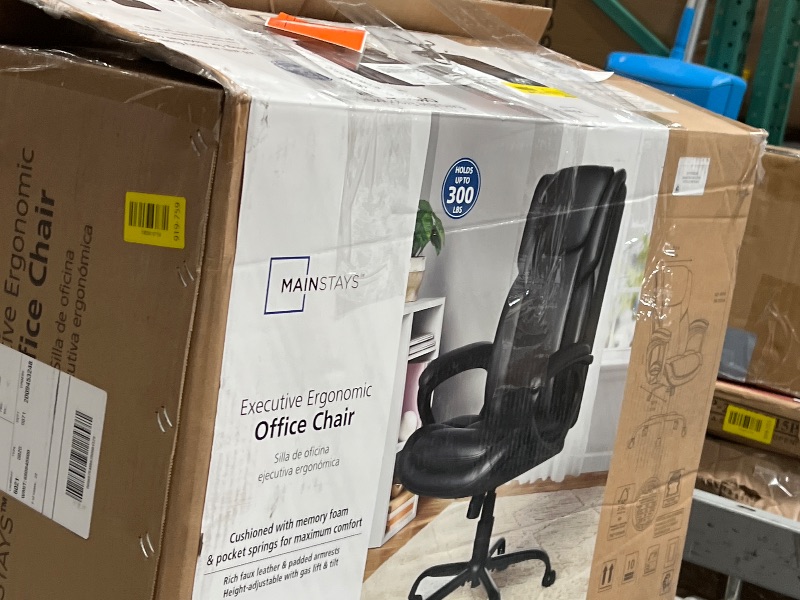 Photo 1 of ***************FOR PARTS ONLY- MISSING THE LEGS/WHEELS************
Mainstays Executive Ergonomic High Back Leather Home Office Desk Chair, Black